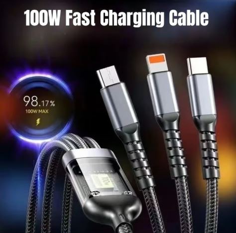 100W 3-in-1 Charging Cable